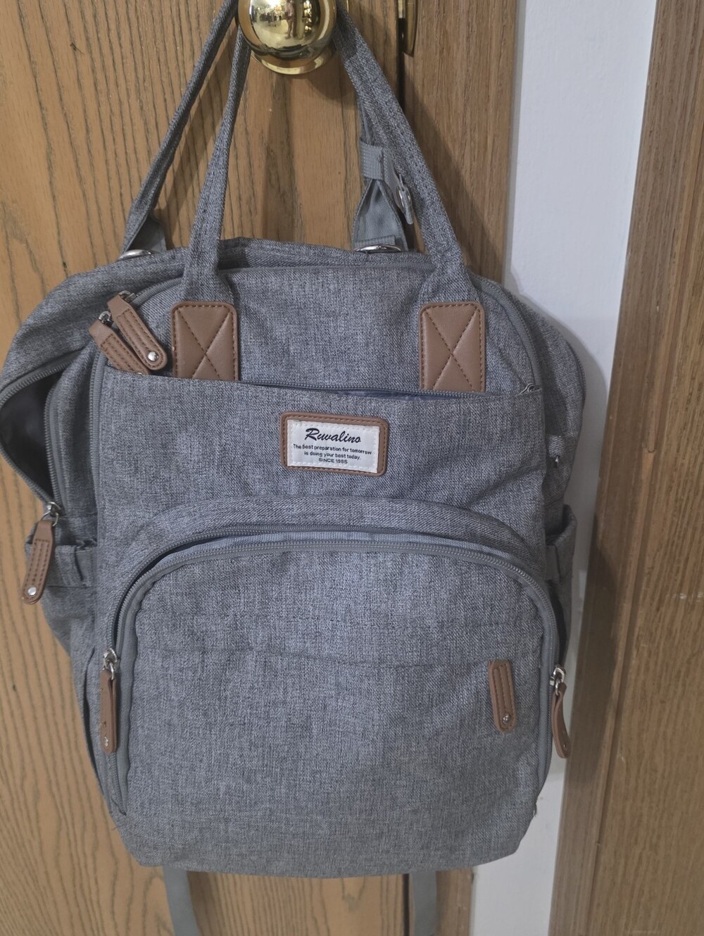 Title: Ruvalino Gray Diaper Bag Backpack Multifunction Baby Travel Organizer